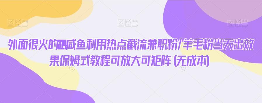 外面很火的2024咸鱼利用热点截流兼职粉/羊毛粉当天出效果保姆式教程可放大可矩阵(无成本)-87创业网