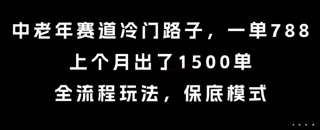中老年赛道冷门路子，一单788，上个月出了1500单，全流程玩法，保底模式【揭秘】-87创业网