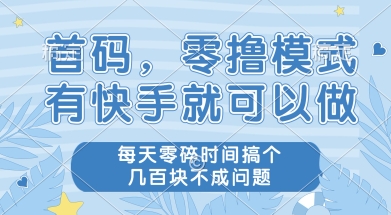 首码零撸项目，有快手就可以做，每天业务时间搞个几张不是问题【揭秘】-87创业网