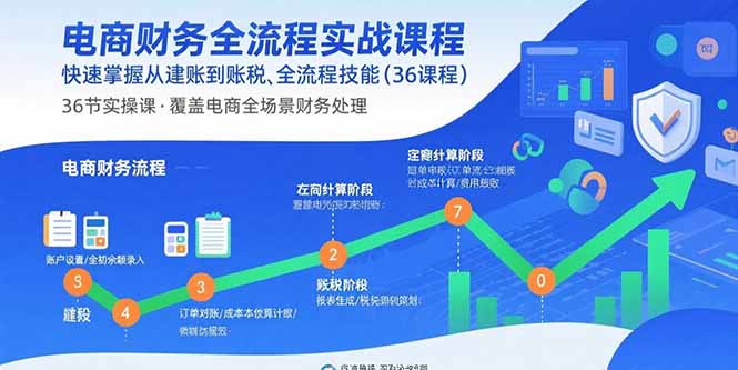 电商财务全流程实战课程：快速掌握从建账到报税的全流程技能(36节课-87创业网