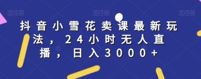 抖音小雪花卖课最新玩法，24小时无人直播，日入3000+【揭秘】-87创业网