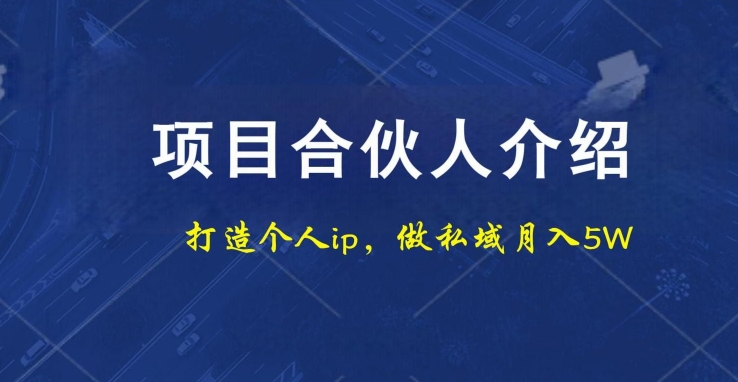 项目合伙人项目，打造个人IP，做私域月入5W，小白勿扰-87创业网