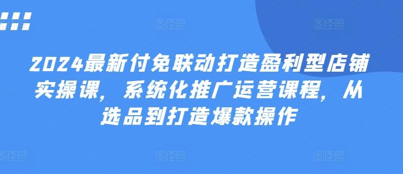 2024最新付免联动打造盈利型店铺实操课，​系统化推广运营课程，从选品到打造爆款操作-87创业网