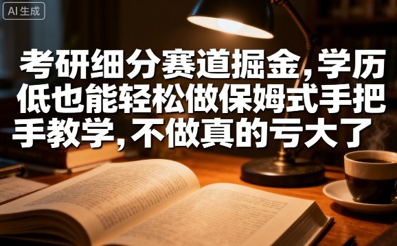 考研细分赛道掘金，日入1k+，学历低也能轻松做保姆式手把手教学，不做真的亏大了【揭秘】-87创业网