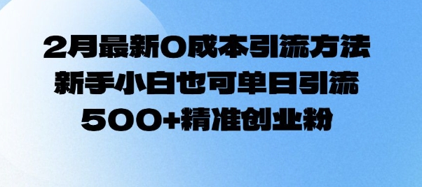 2月最新0成本引流方法，新手小白也可单日引流500+精准创业粉-87创业网