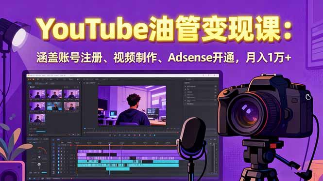 2025YouTube油管变现课：涵盖账号注册、视频制作、Adsense开通，月入1万+-87创业网