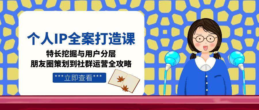 个人IP全案打造课，特长挖掘与用户分层，朋友圈策划到社群运营全攻略-87创业网