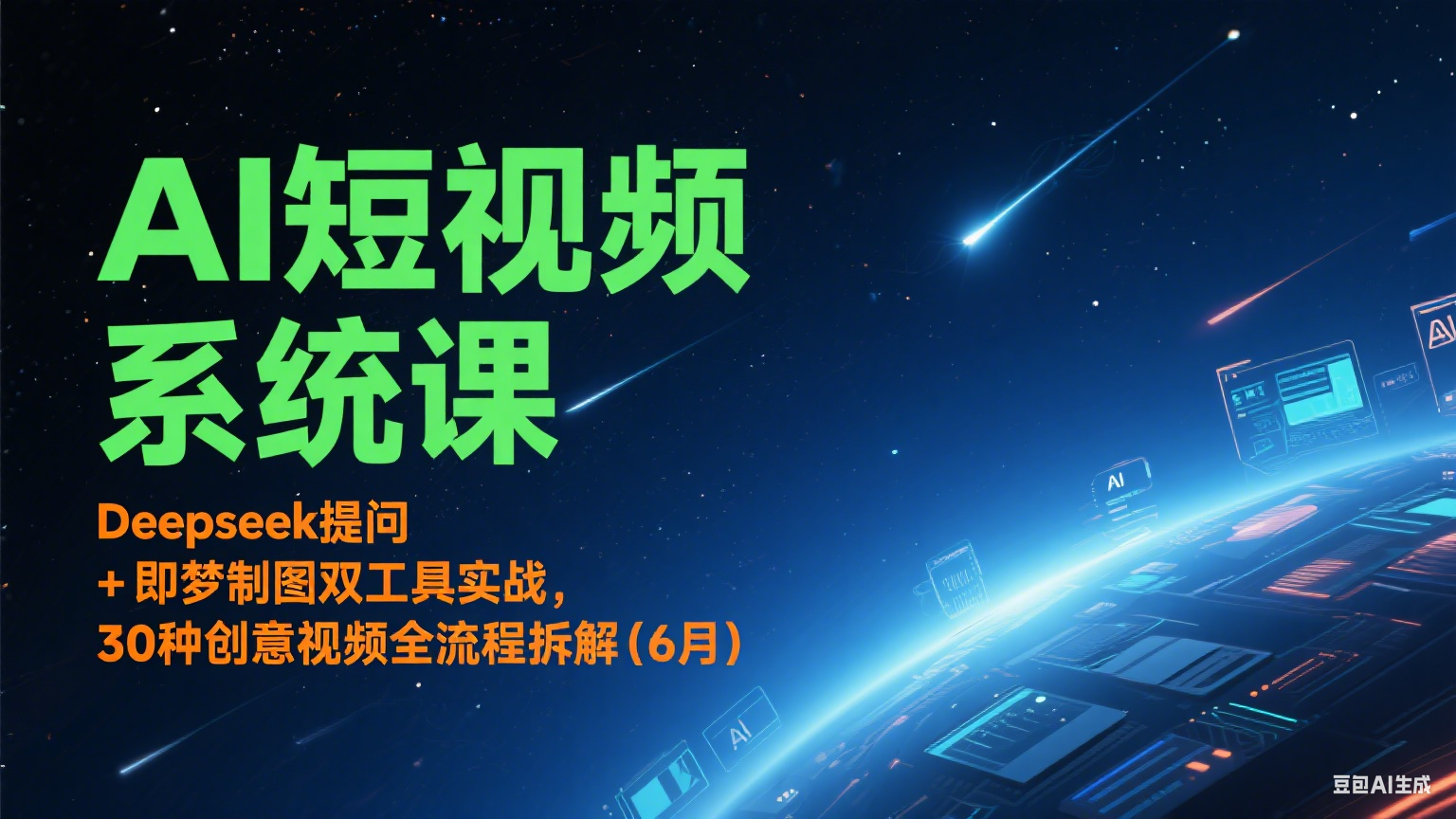 AI短视频系统课：Deepseek提问 + 即梦制图双工具实战，30种创意视频全流程拆解(6月)-87创业网