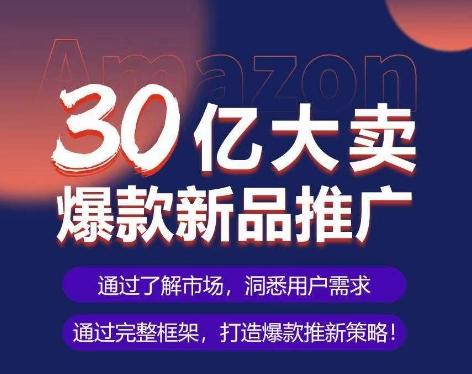 亚马逊·30亿大卖爆款新品推广，可复制、全程案例实操的爆款推新SOP-87创业网