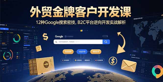 外贸金牌客户开发课，12种Google搜索密技，B2C平台逆向开发实战解析-87创业网
