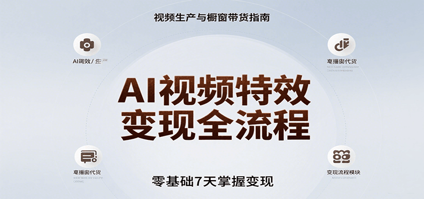 AI视频特效变现全流程，零基础7天掌握视频生产到橱窗带货变现-87创业网