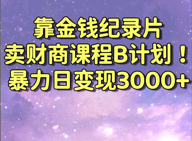 靠金钱纪录片卖财商课程B计划！暴力日变现3000+，喂饭式干货教程！-87创业网