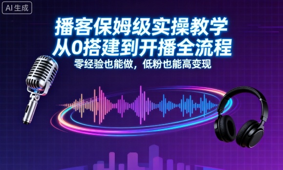 播客保姆级实操教学，从0搭建到开播全流程，零经验也能做，低粉也能高变现-87创业网