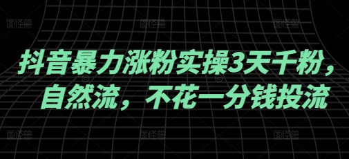 抖音暴力涨粉实操3天千粉，自然流，不花一分钱投流，实操经验分享-87创业网