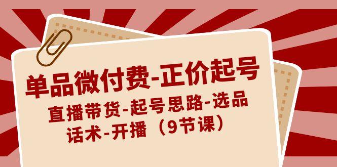 单品微付费正价起号：直播带货-起号思路-选品-话术-开播(9节课)-87创业网