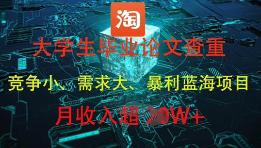 大学生毕业论文查重，暴利蓝海项目，月收入过1W+-87创业网