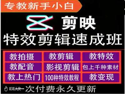 剪映特效教程和运营变现教程，特效剪辑速成班，专教新手小白-87创业网