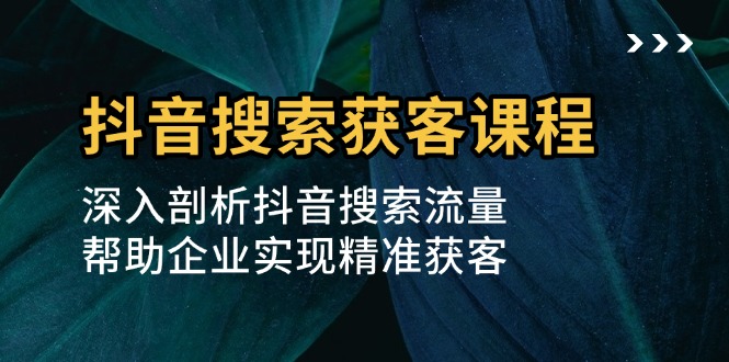 抖音搜索获客课程：深入剖析抖音搜索流量，帮助企业实现精准获客-87创业网