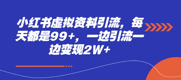 小红书虚拟资料引流，每天都是99+，一边引流一边变现2W+-87创业网