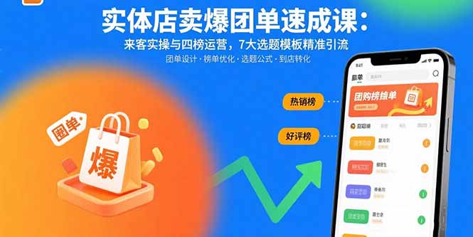 实体店卖爆团单速成课：来客实操与四榜运营，7大选题模板精准引流-87创业网