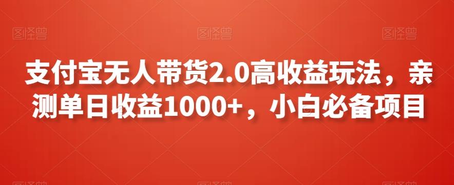 支付宝无人带货2.0高收益玩法，亲测单日收益1000+，小白必备项目【揭秘】-87创业网