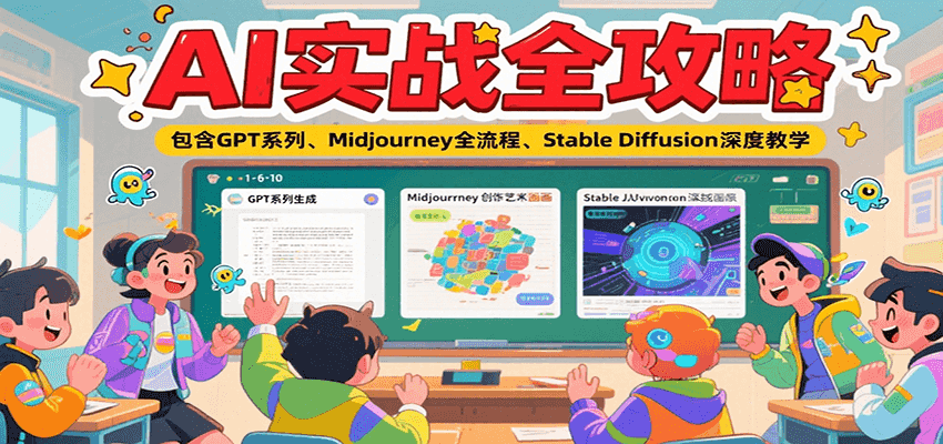 AI实战全攻略，包含GPT系列、Midjourney全流程、Stable Diffusion深度教学-87创业网