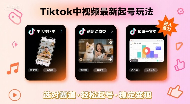 Tiktok中视频最新起号玩法，想要日入百刀，做好这几个赛道就可以了-87创业网