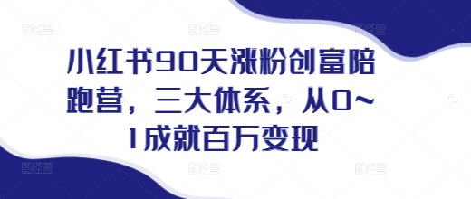 小红书90天涨粉创富陪跑营，​三大体系，从0~1成就百万变现，做小红书的最后一站-87创业网