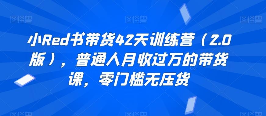 小Red书带货42天训练营(2.0版)，普通人月收过万的带货课，零门槛无压货-87创业网