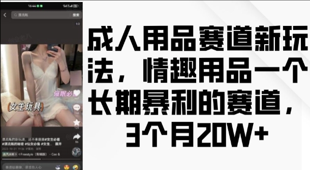 成人用品赛道新玩法，情趣用品一个长期暴利的赛道，3个月收益20个【揭秘】-87创业网