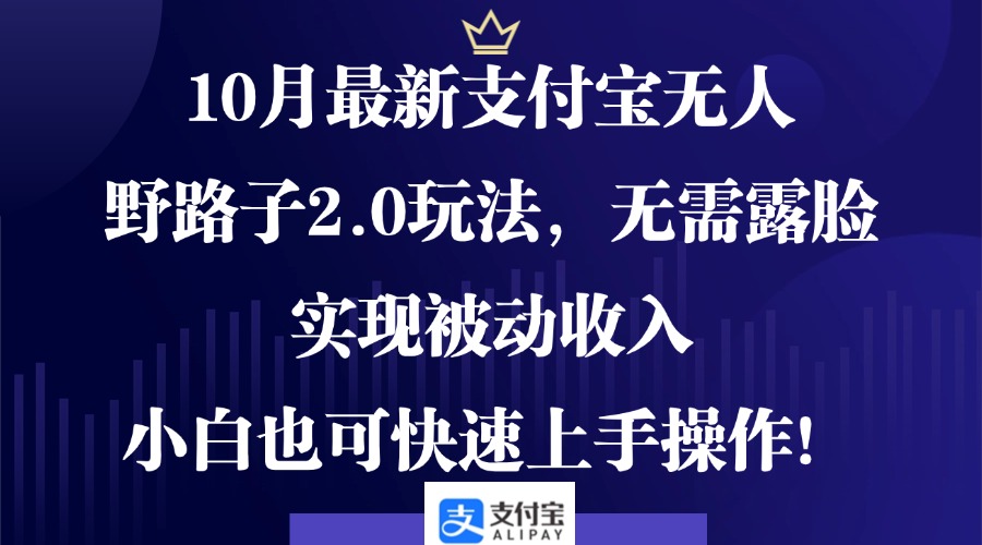 10月最新支付宝无人野路子2.0玩法，无需露脸，实现被动收入，小白也可…-87创业网