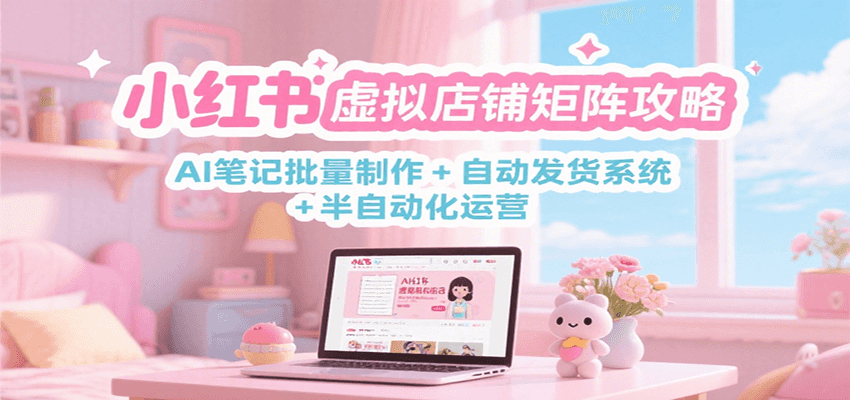 小红书虚拟店铺矩阵攻略：AI笔记批量制作 + 自动发货系统 + 半自动化运营-87创业网