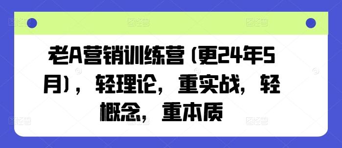 老A营销训练营(更24年6月)，轻理论，重实战，轻概念，重本质-87创业网