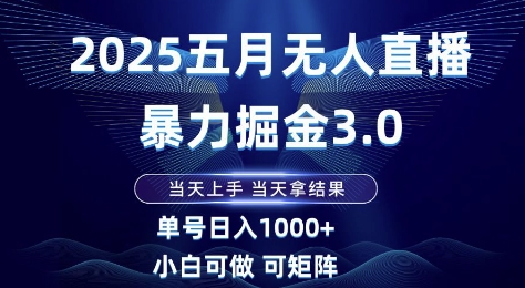 2025五月无人直播暴力掘金3.0，当天上手，当天拿结果，单号日入1k+小白可做可矩阵【揭秘】-87创业网