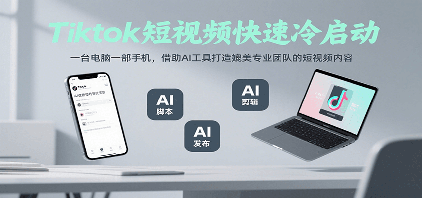 Tiktok短视频快速冷启动，一台电脑一部手机，借助AI工具打造媲美专业团队的短视频内容-87创业网