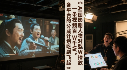 AI三国影视剧人物对口型唱歌玩法，一条视频百W千W播放，各平台的分成计划吃到飞起-87创业网