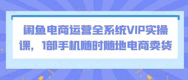 闲鱼电商运营全系统VIP实操课，1部手机随时随地电商卖货-87创业网