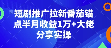 短剧推广拉新番茄锚点半月收益1万+大佬分享实操-87创业网