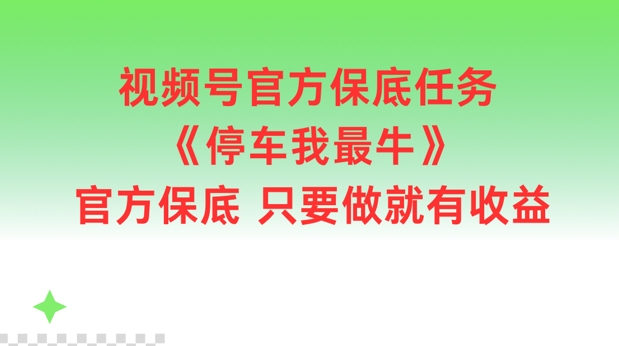 视频号官方保底任务，停车我最牛，官方保底只要做就有收益【揭秘】-87创业网