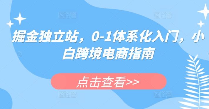 掘金独立站，0-1体系化入门，小白跨境电商指南-87创业网