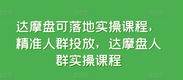 达摩盘可落地实操课程，精准人群投放，达摩盘人群实操课程-87创业网