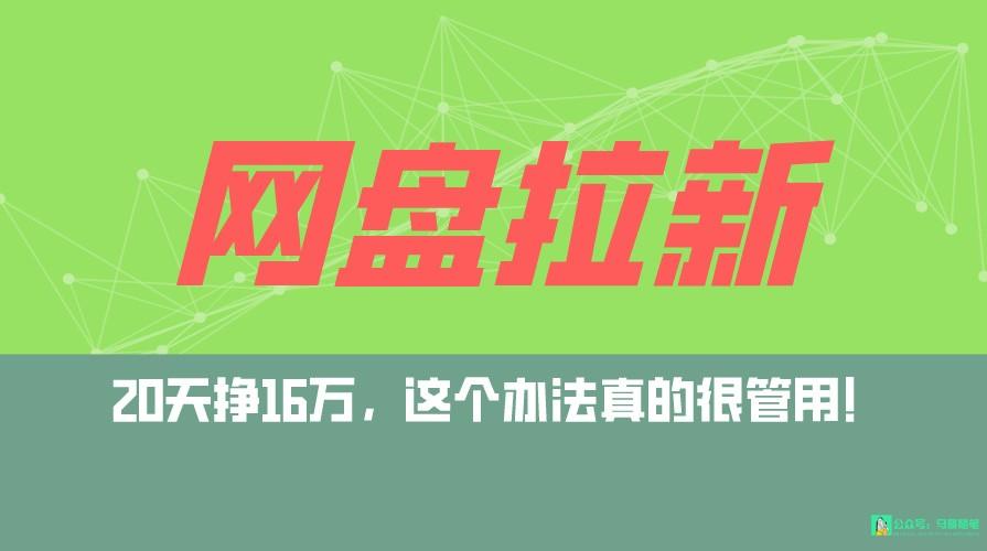 网盘拉新+私域全自动玩法，0粉起号，小白可做，当天见收益，已测单日破5000-87创业网