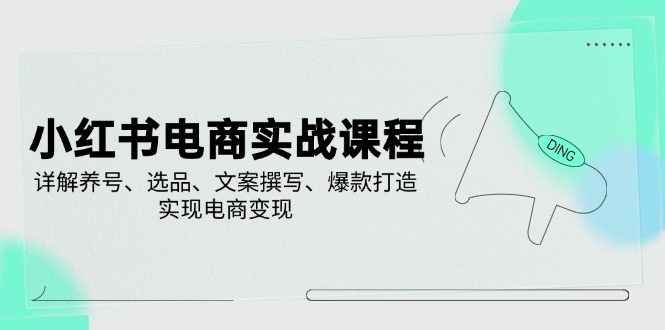 小红书电商实战课程，详解养号、选品、文案撰写、爆款打造，实现电商变现-87创业网
