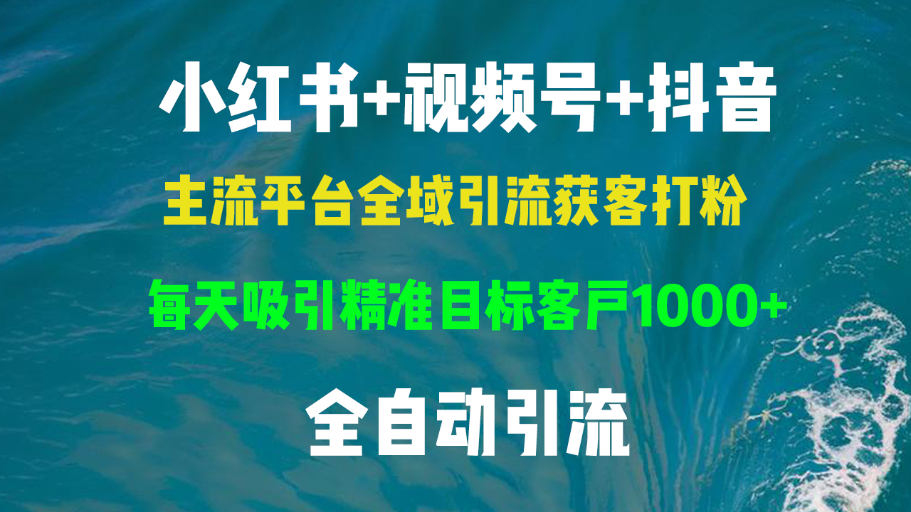 小红书，视频号，抖音主流平台全域引流获客打粉，每天吸引精准目标客户…-87创业网