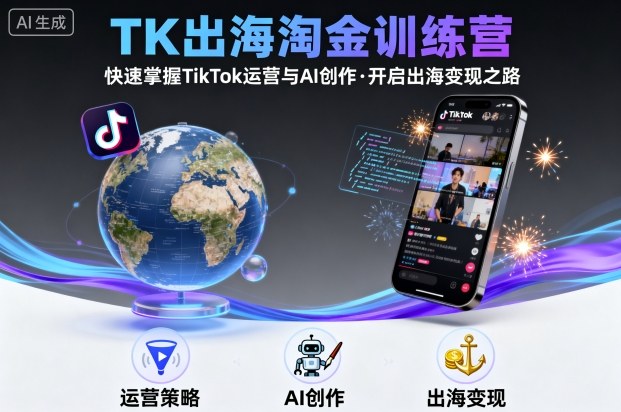 TK出海淘金训练营，助你快速掌握TikTok运营与AI创作，开启出海变现之路-87创业网