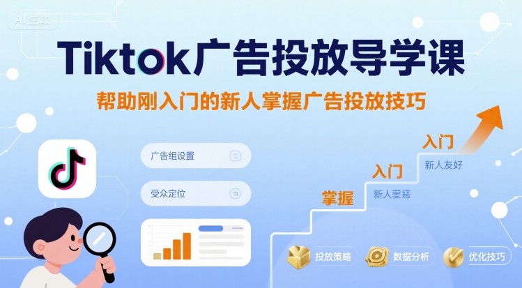 Tiktok广告投放导学课，帮助刚入门的新人掌握广告投放技巧-87创业网