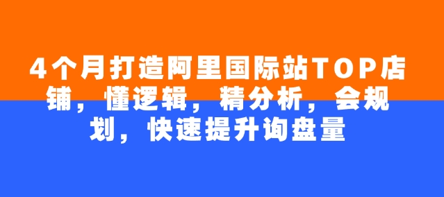 4个月打造阿里国际站TOP店铺，懂逻辑，精分析，会规划，快速提升询盘量-87创业网