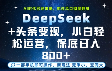 DeepSeek+头条变现，保姆级教学，小白轻松上手，日入8张+【揭秘】-87创业网