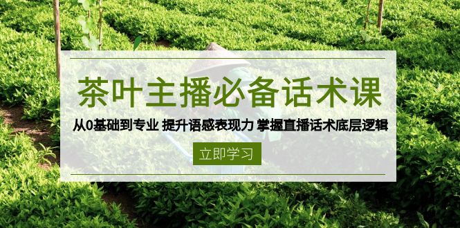 茶叶 主播必备话术课 从0基础到专业 提升语感表现力 掌握直播话术底层逻辑-87创业网