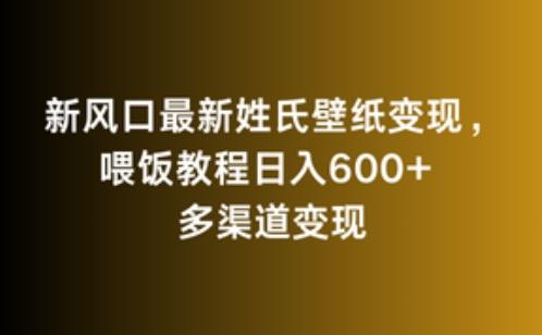 新风口最新姓氏壁纸变现，喂饭教程日入600+【揭秘】-87创业网